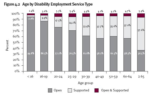 Figure 4.2 Age by Disability Employment Service Type 