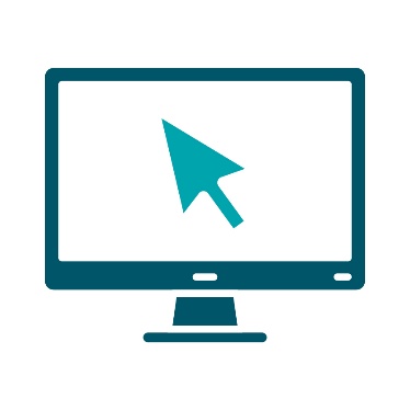 A computer mouse on a computer screen. This is a website icon.