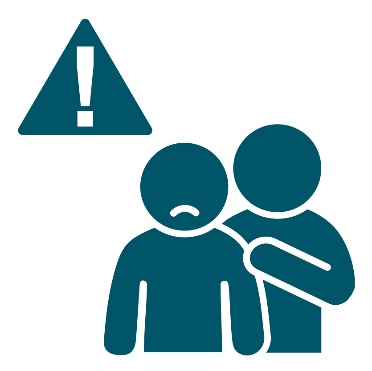 A problem icon next to a person holding someone's shoulder.
