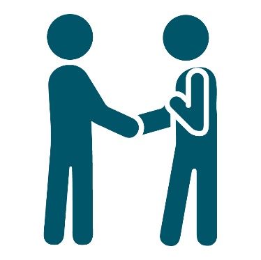 2 people shaking hands.