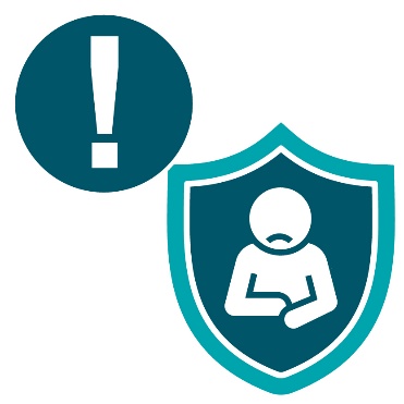 An importance icon next to a person who is upset inside a safety shield.