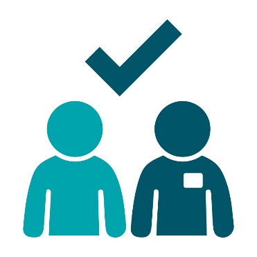 A tick above a person and a service provider.