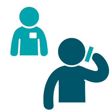 A service provider next to a person using a phone.