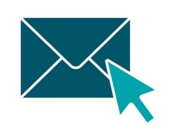 A computer mouse clicking on an envelope.