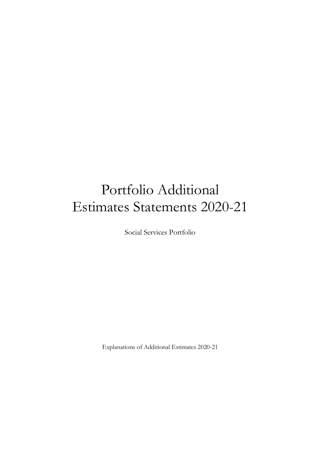 Portfolio Additional Estimates Statements 2020-21 | Department of ...