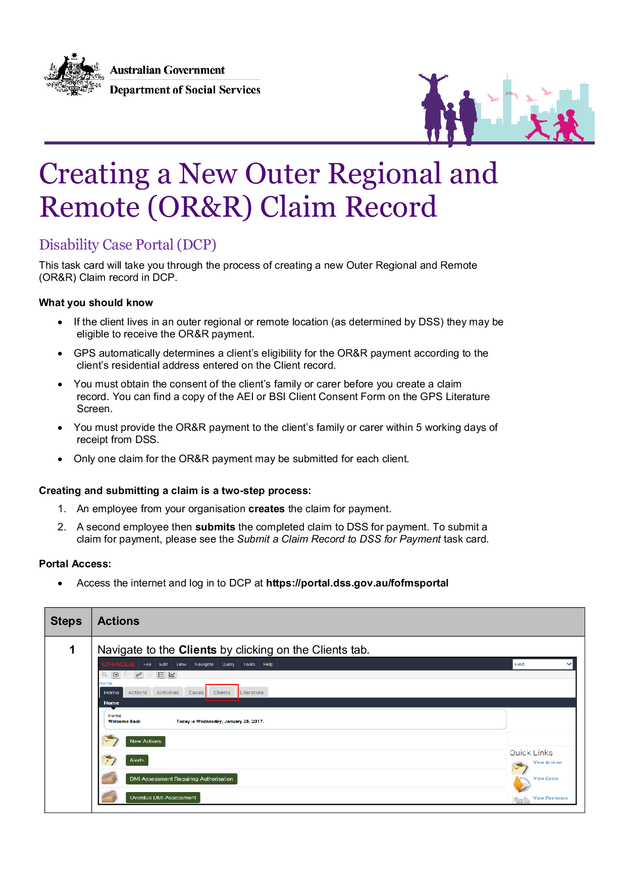 Creating a New Outer Regional and Remote (OR&R) Claim Record ...