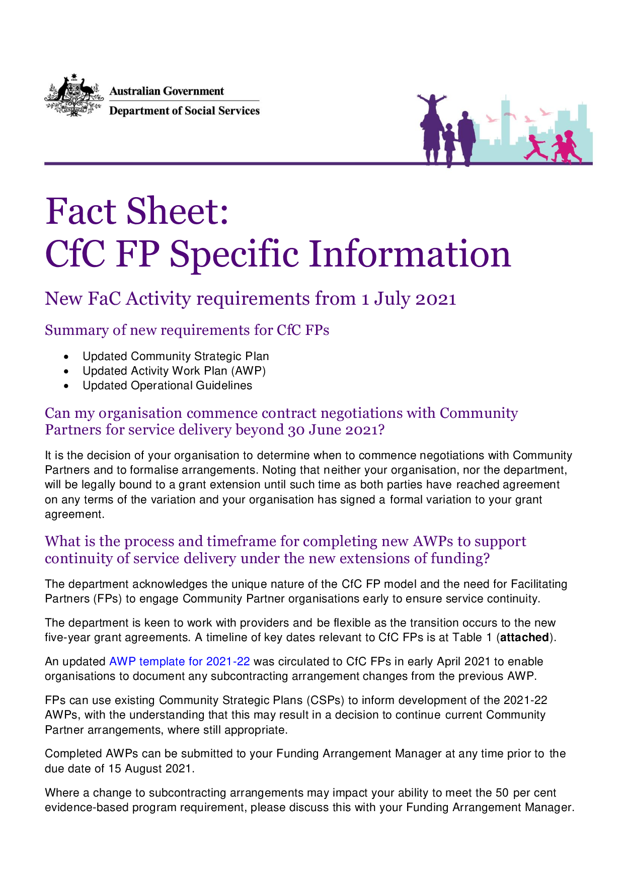 New Requirements from 1 July 2021 Fact Sheet - CfC FP Specific ...