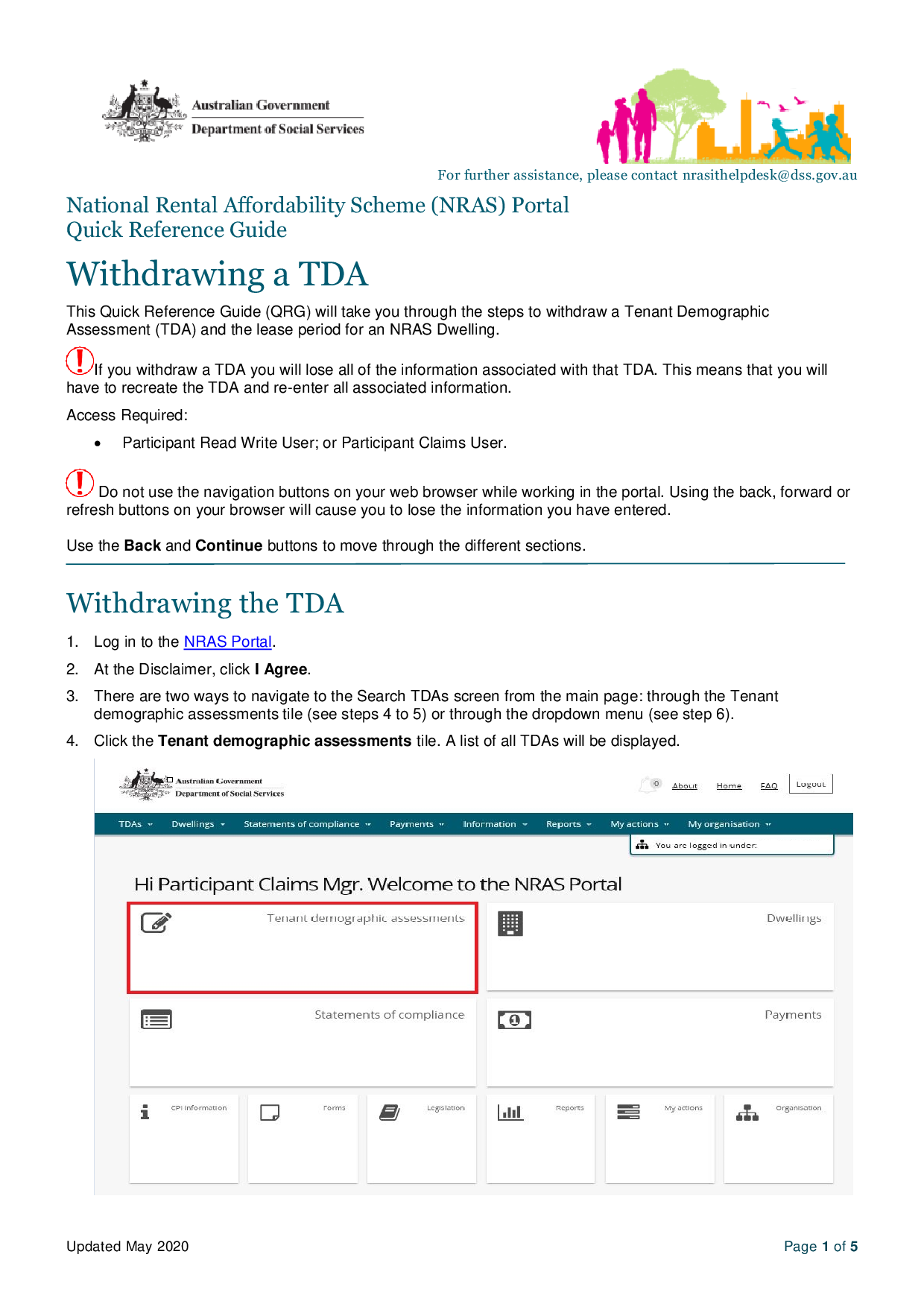 Withdrawing a TDA | Department of Social Services