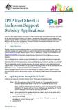 IPSP Fact Sheet 1: Inclusion Support Subsidy Applications cover image