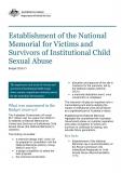 Establishment of the National Memorial for Victims and Survivors of Institutional Child Sexual Abuse