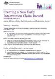 Cover of Creating a New Early Intervention Claim Record