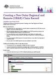 Cover of Creating a New Outer Regional and Remote (OR&R) Claim Record