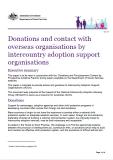 Cover of Donations and contact with overseas organisations by intercountry adoption support organisations