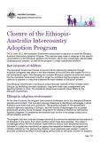 Cover of Closure of the Ethiopia-Australia Intercountry Adoption program