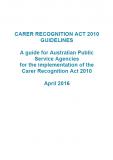 Cover of Carer Recognition Act 2010 Guidelines