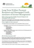 Cover of Long Term Welfare Payment Recipient and Disengaged Youth measures of Income Management