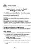 Cover of Postal Concessions for the Blind Program Application Form