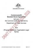 Cover of CfC FP DRAFT Commonwealth Standard Grant Agreement