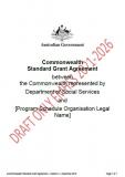 Cover of FMHSS - DRAFT Commonwealth Grant Agreement