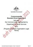 Cover of BBF - DRAFT Commonwealth Grant Agreement