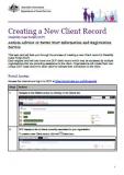 Cover of Creating a New Client Record