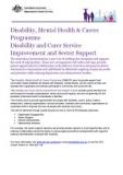 Disability and Carer Service Improvement and Sector Support Fact Sheet cover image