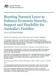 Boosting Parental Leave to Enhance Economic Security, Support and Flexibility for Australia’s Families