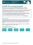 Cover of Transition to Independent Living Allowance Guide for young people