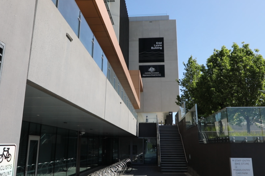 Outside entrance to the Enid Lyons Building.