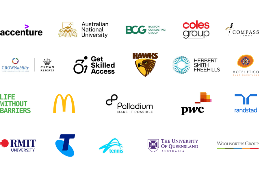 A collection of logos of companies that endorse Employ My Ability