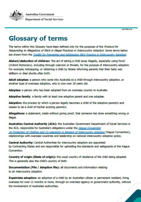 Glossary of terms