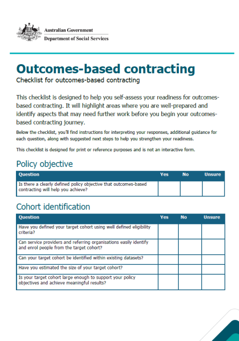 Checklist for outcomes-based contracting