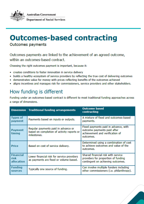 Outcomes payments