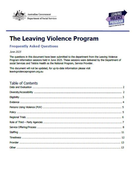 Leaving Violence program FAQs thumbnail