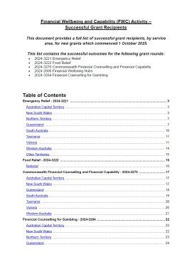 Successful Grant Recipients cover image